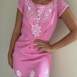 LILLY PULITZER Rawley Linen Beaded Pink Dress💗